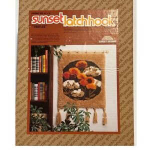 Sunset Latch Hook Kit "Thistles" 24x36 inches Floral Tapestry Wall Art Craft Vtg